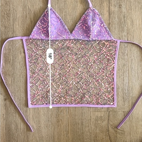 Handmade Y2K Fairycore Mermaid
Embellished Halter Babydoll Vest Top - Purple - Picture 8 of 8